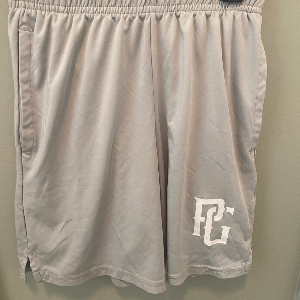 Gray Athletic Performance Shorts Elastic Waist